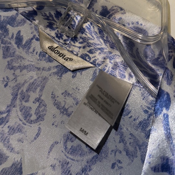 ADONNA Blue Floral Satin Gown and Robe Set EUC SZ M - Picture 4 of 7